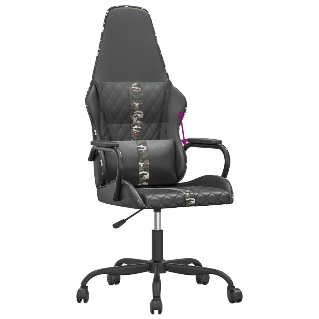 gamingstol kunstlæder sort og camouflage