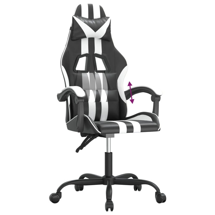 gamingstol kunstlæder sort og hvid
