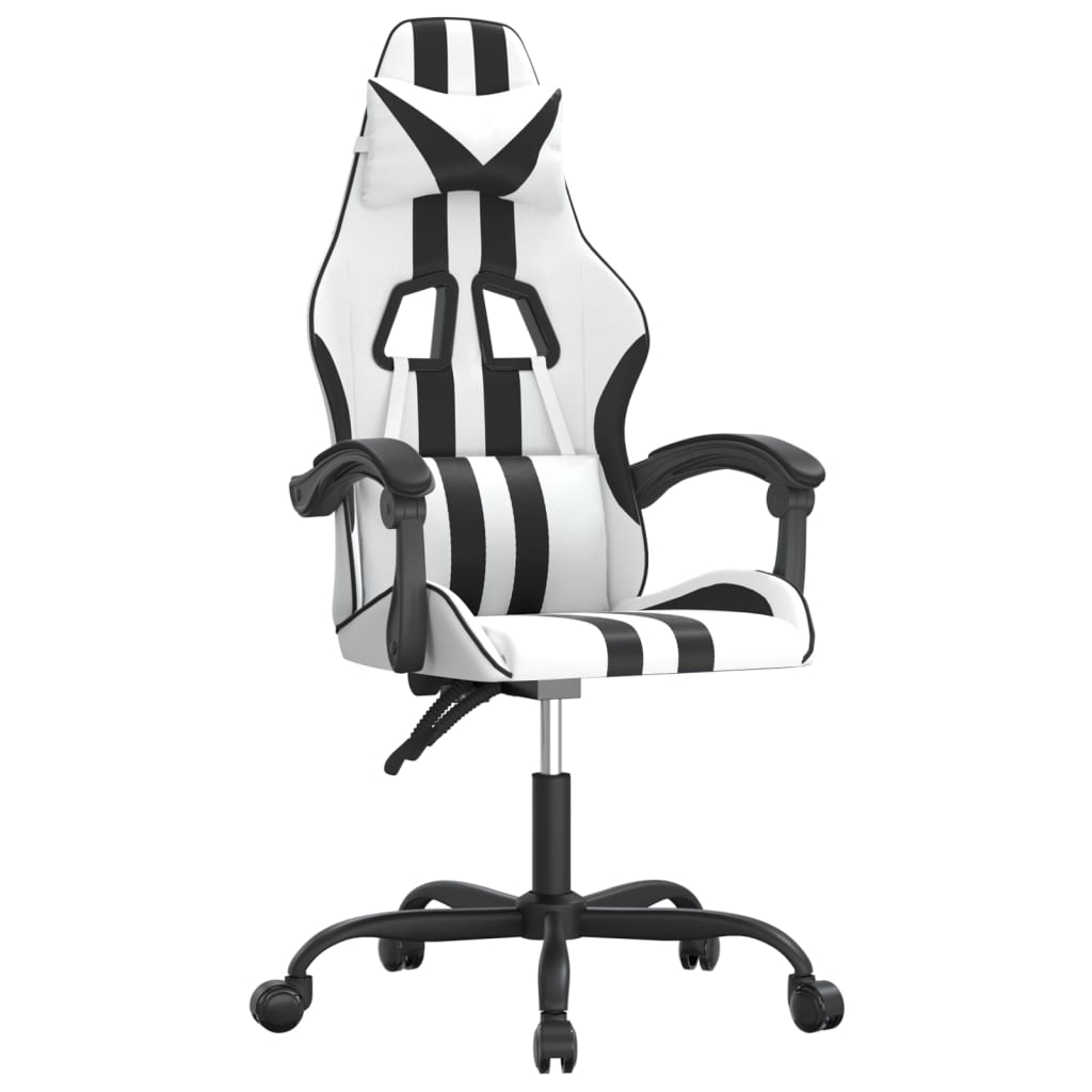 gamingstol kunstlæder hvid og sort