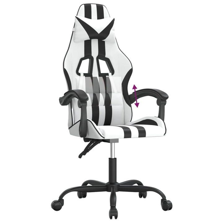 gamingstol kunstlæder hvid og sort