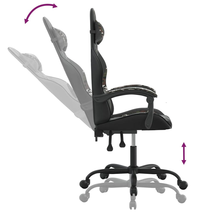 gamingstol kunstlæder sort og camouflage