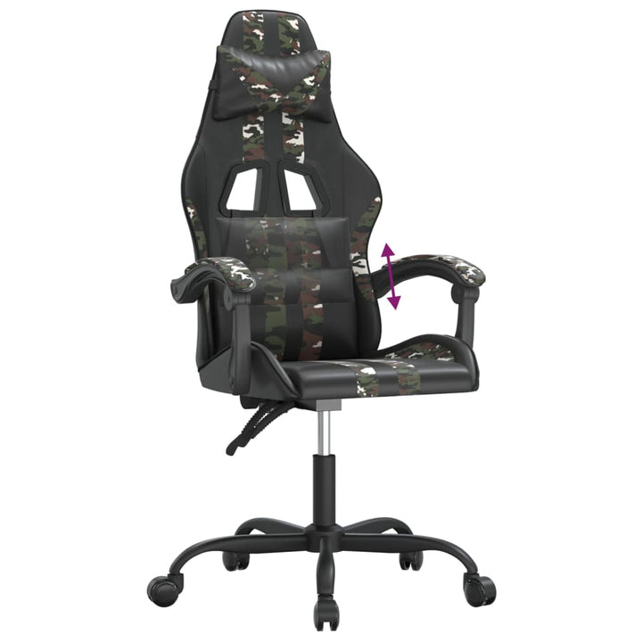 gamingstol kunstlæder sort og camouflage