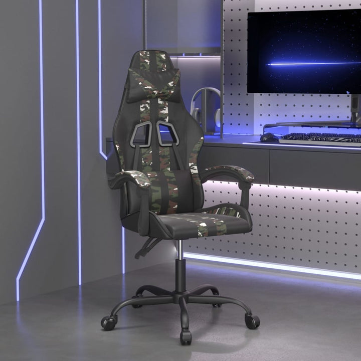gamingstol kunstlæder sort og camouflage