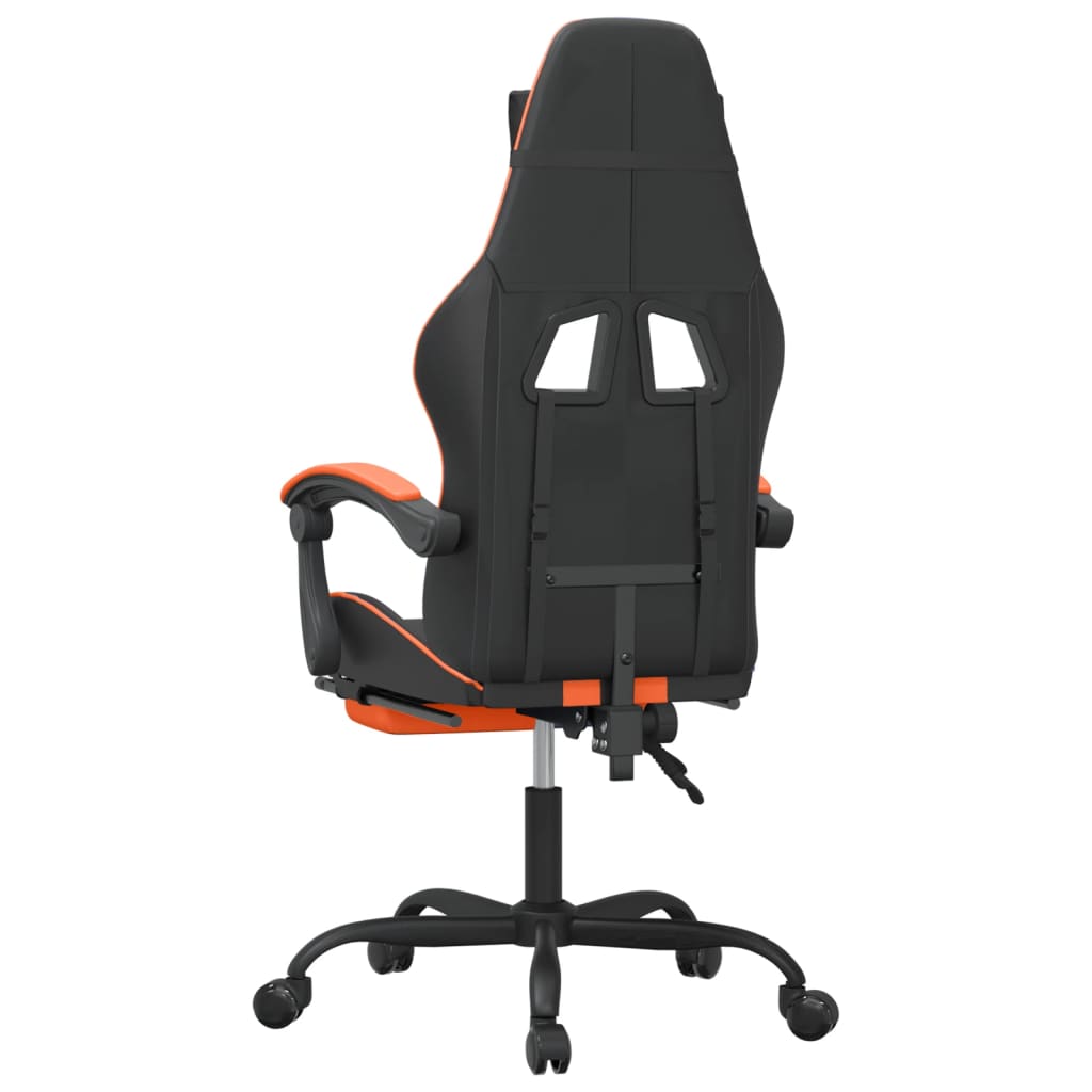 gamingstol med fodstøtte kunstlæder sort og orange