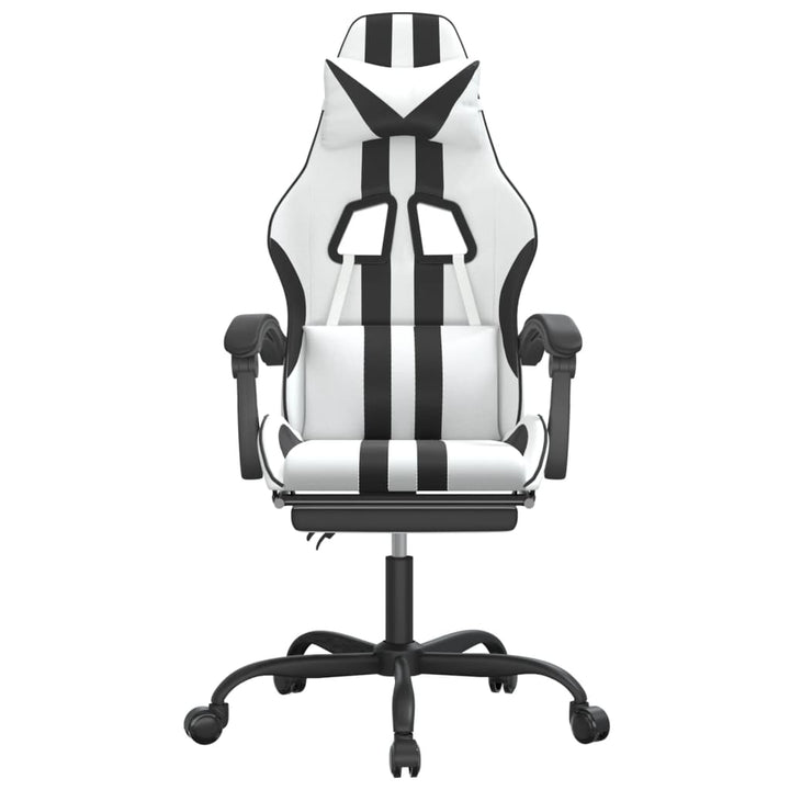 gamingstol med fodstøtte kunstlæder hvid og sort