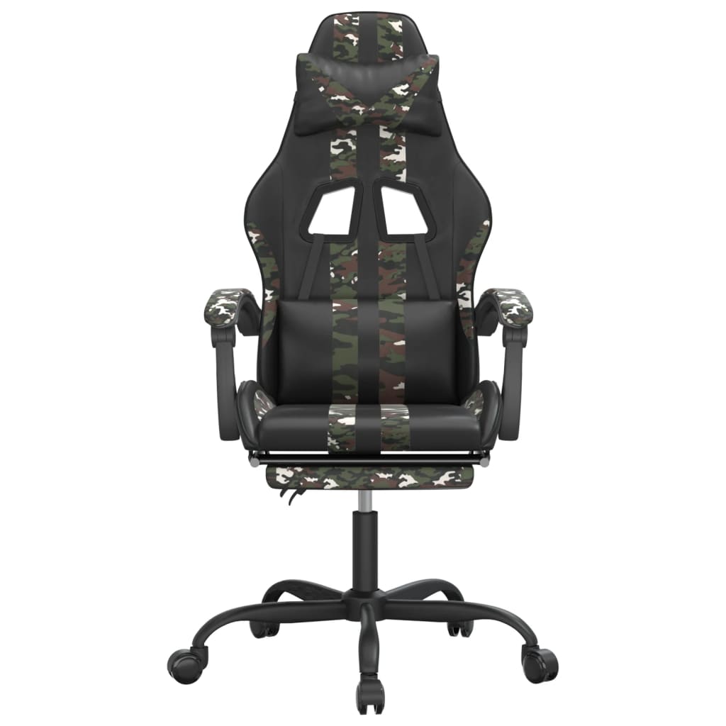 gamingstol med fodstøtte kunstlæder sort og camouflage