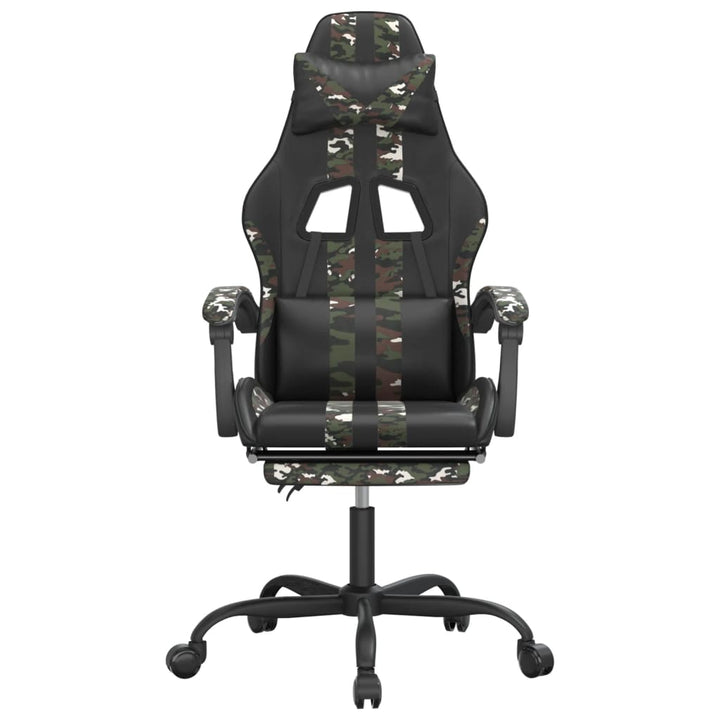 gamingstol med fodstøtte kunstlæder sort og camouflage