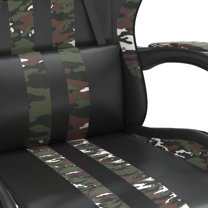 gamingstol med fodstøtte kunstlæder sort og camouflage