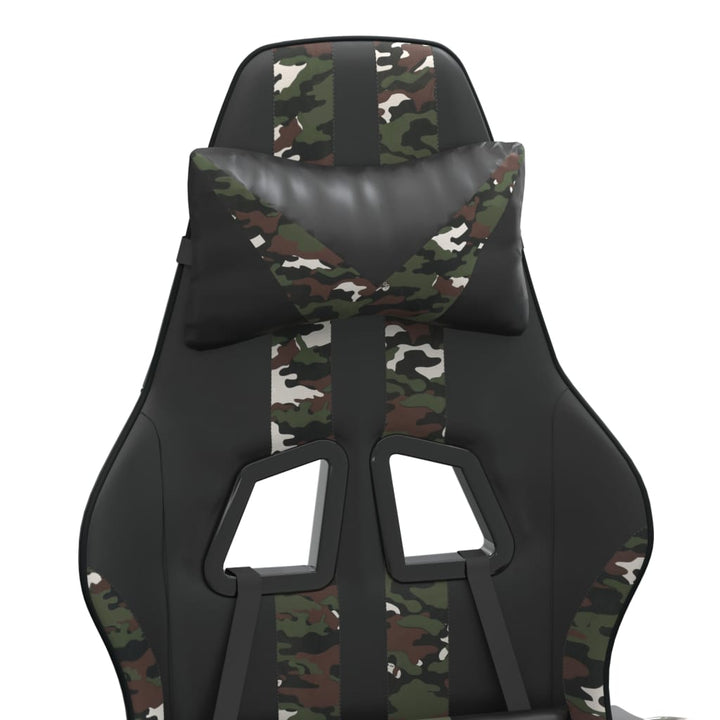 gamingstol med fodstøtte kunstlæder sort og camouflage