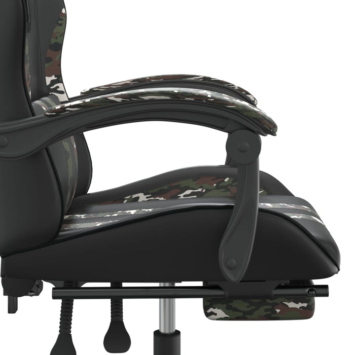gamingstol med fodstøtte kunstlæder sort og camouflage