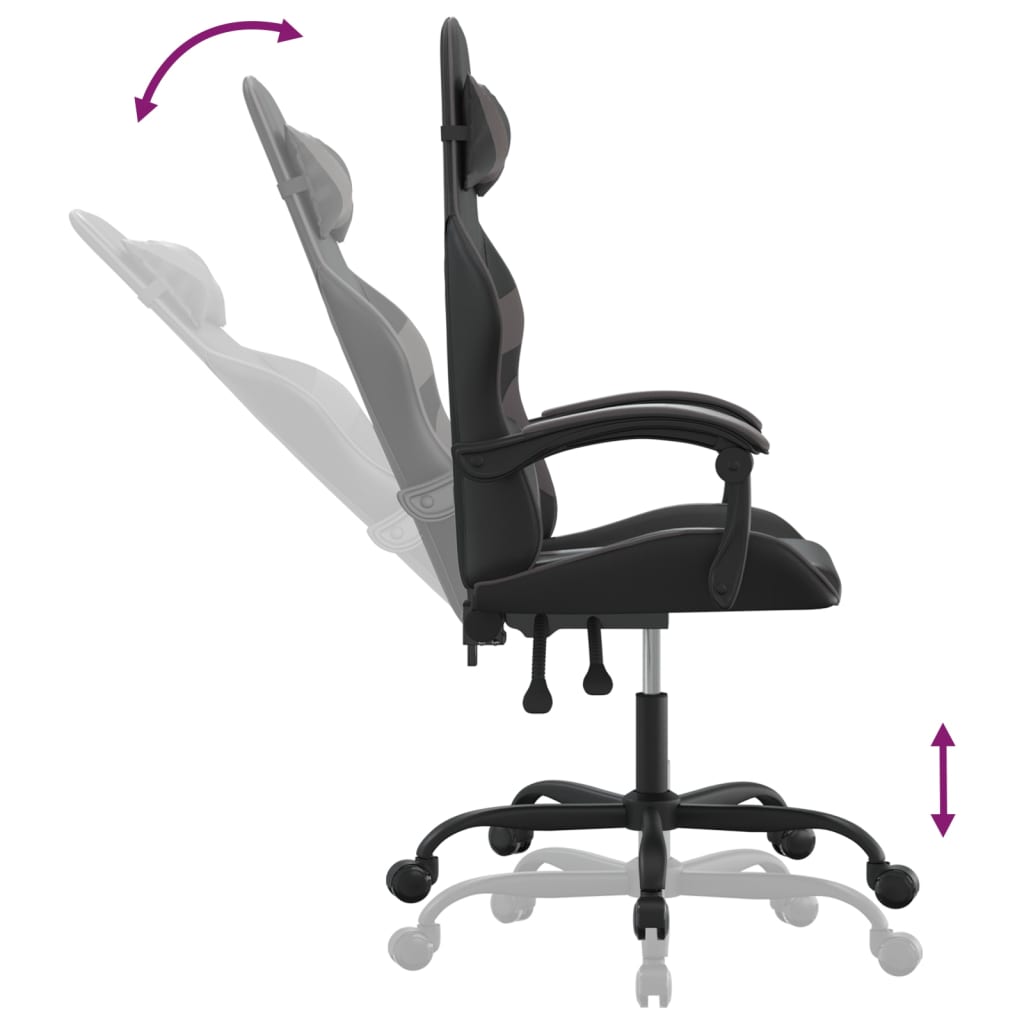 gamingstol kunstlæder sort og grå