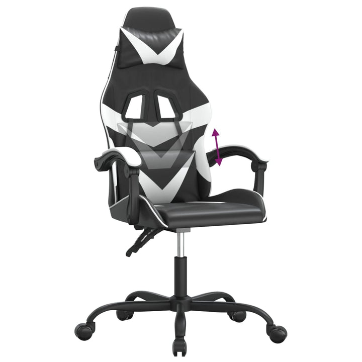 gamingstol kunstlæder sort og hvid