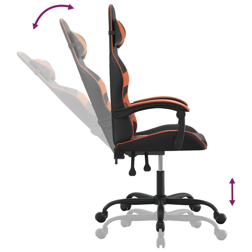 gamingstol kunstlæder sort og orange