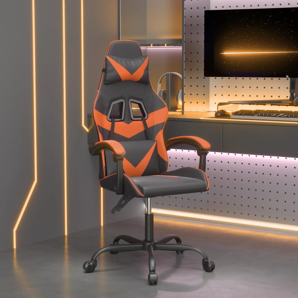gamingstol kunstlæder sort og orange