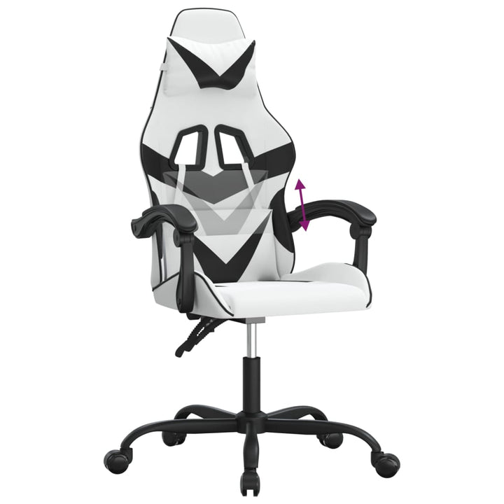 gamingstol kunstlæder hvid og sort