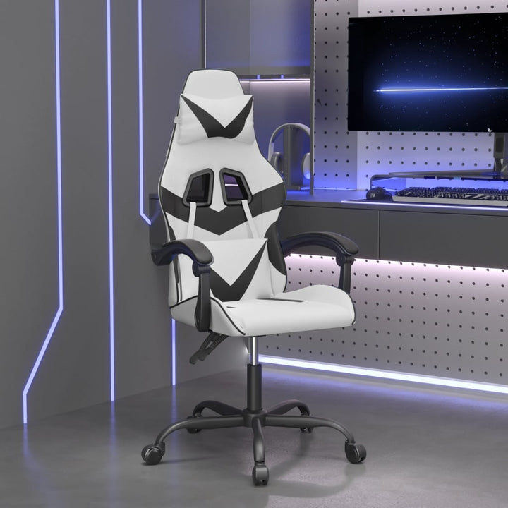 gamingstol kunstlæder hvid og sort