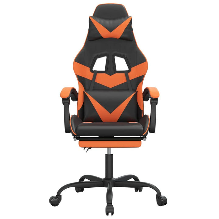 gamingstol med fodstøtte kunstlæder sort og orange
