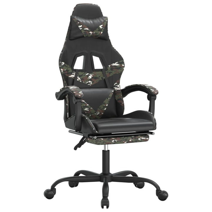 gamingstol med fodstøtte kunstlæder sort og camouflage