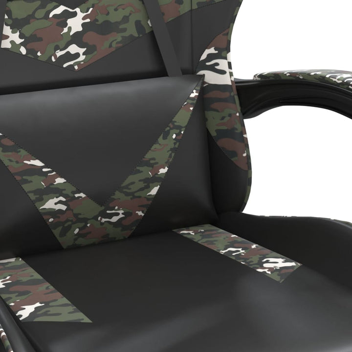 gamingstol med fodstøtte kunstlæder sort og camouflage