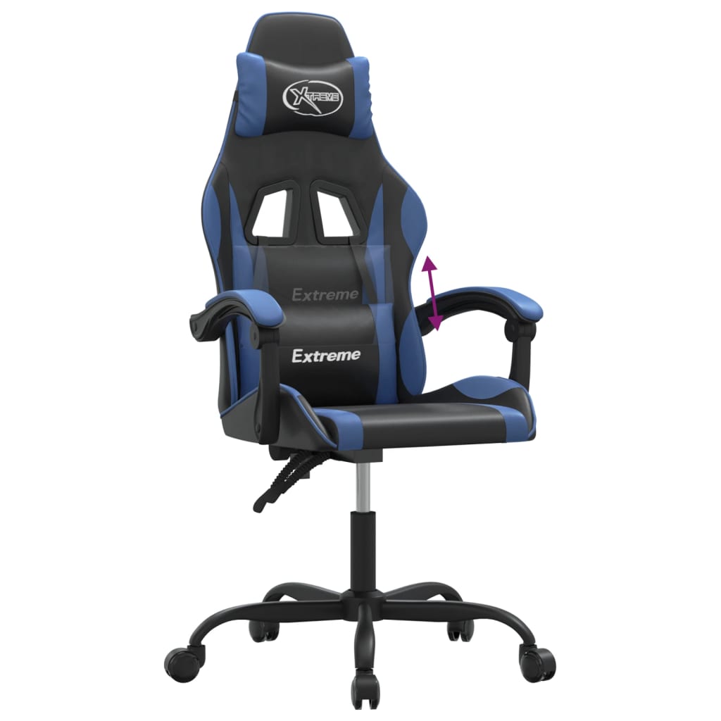 gamingstol kunstlæder sort og blå