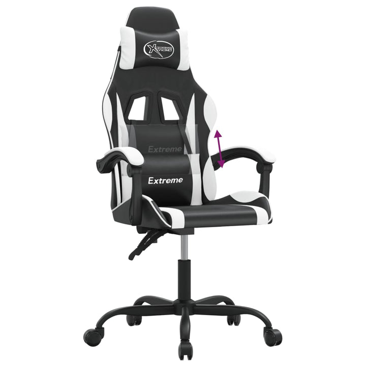 gamingstol kunstlæder sort og hvid