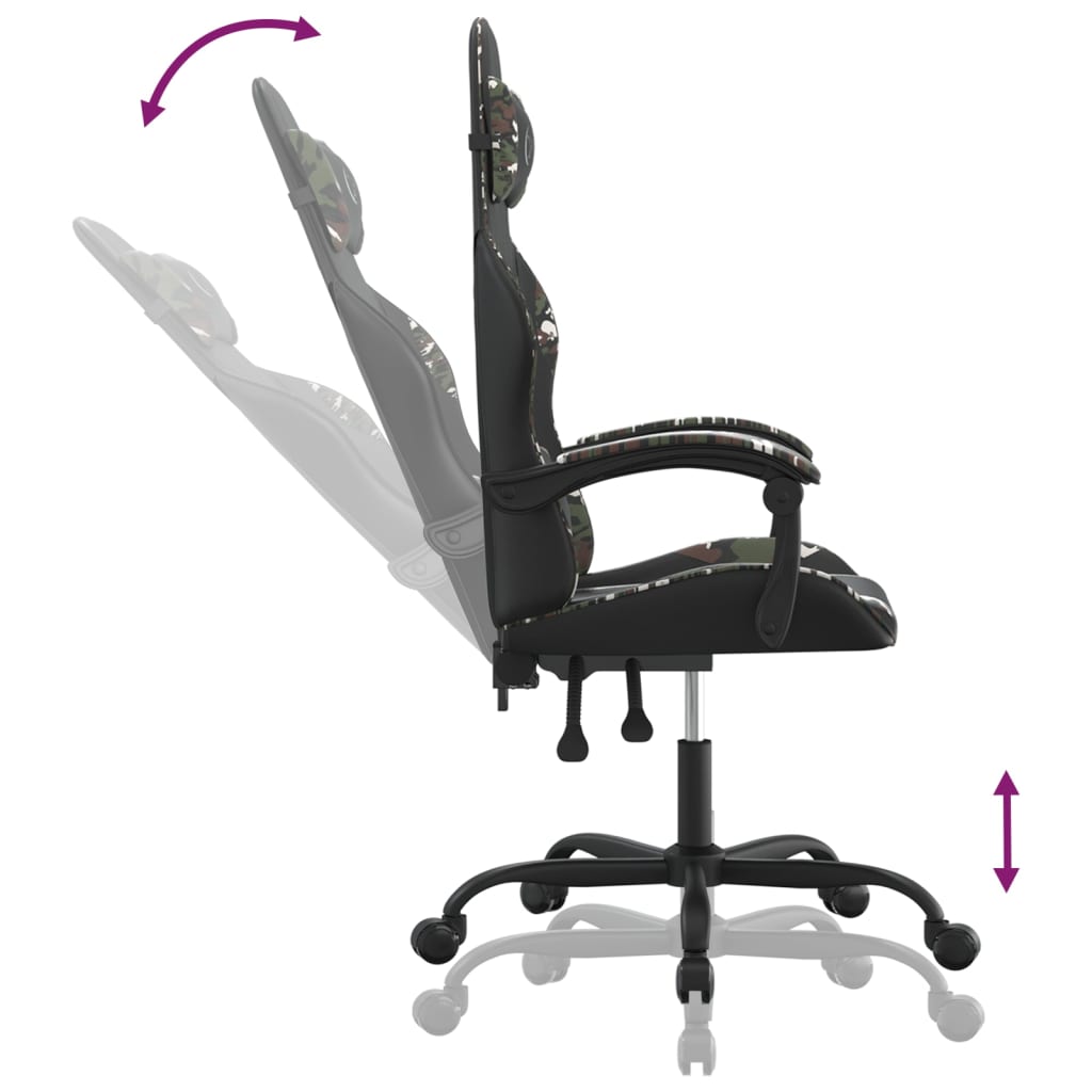 gamingstol kunstlæder sort og camouflage
