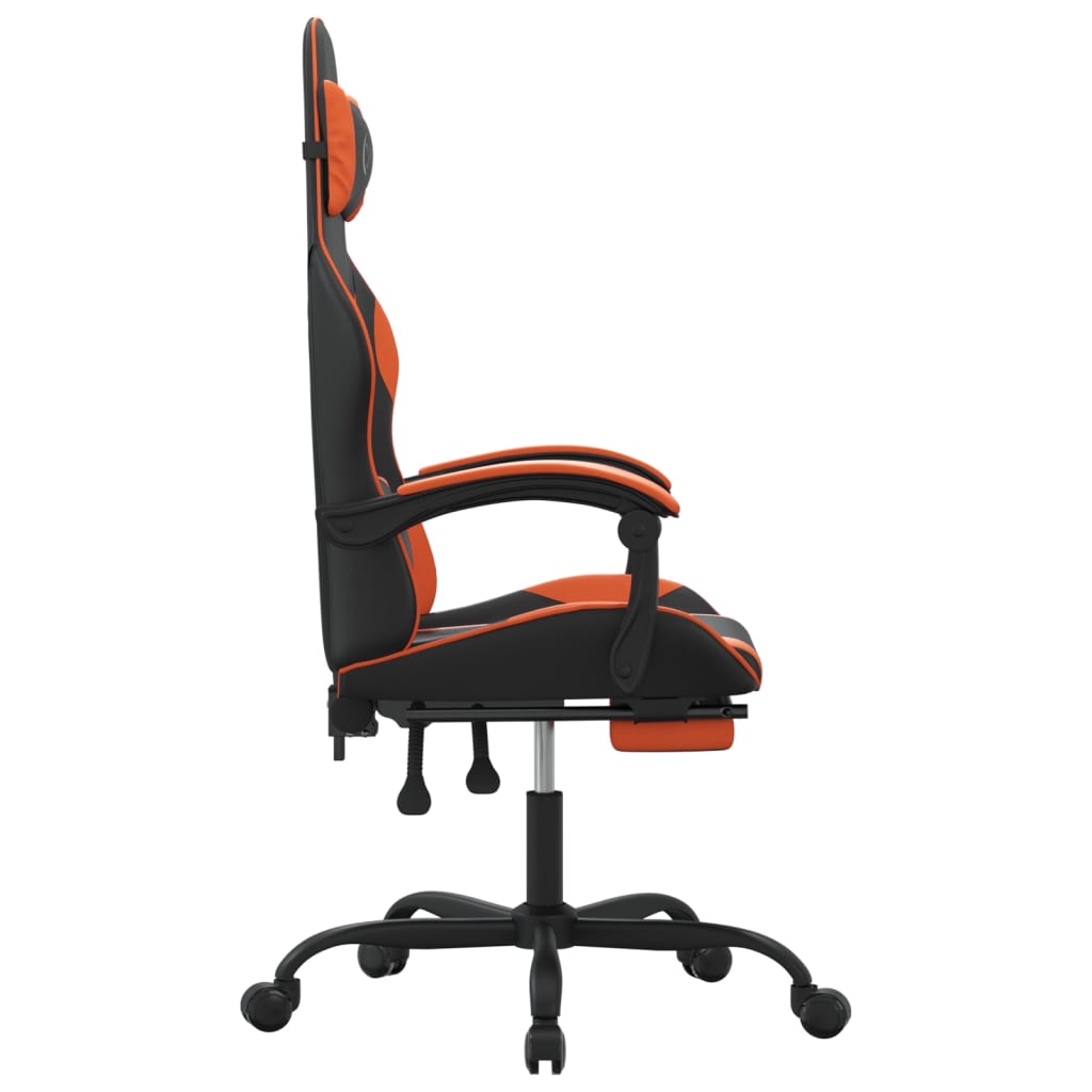 gamingstol med fodstøtte kunstlæder sort og orange