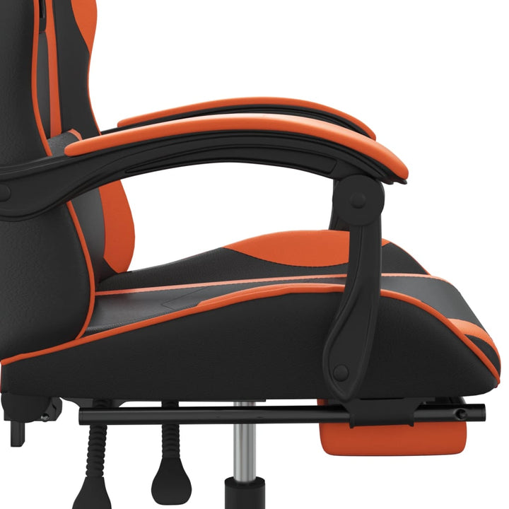 gamingstol med fodstøtte kunstlæder sort og orange