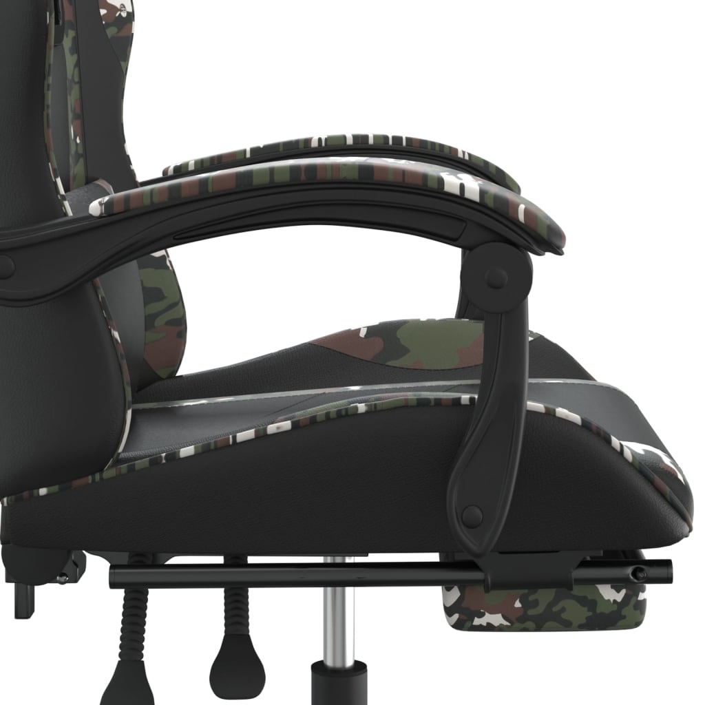 gamingstol med fodstøtte kunstlæder sort og camouflage