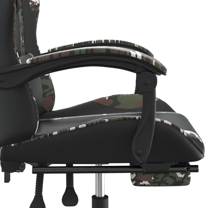 gamingstol med fodstøtte kunstlæder sort og camouflage