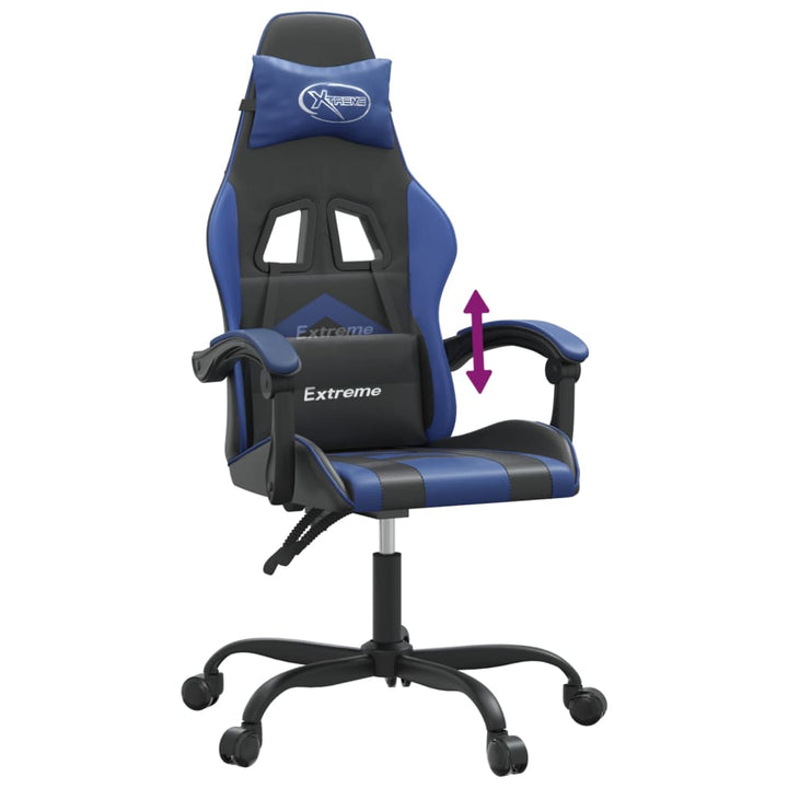gamingstol kunstlæder sort og blå