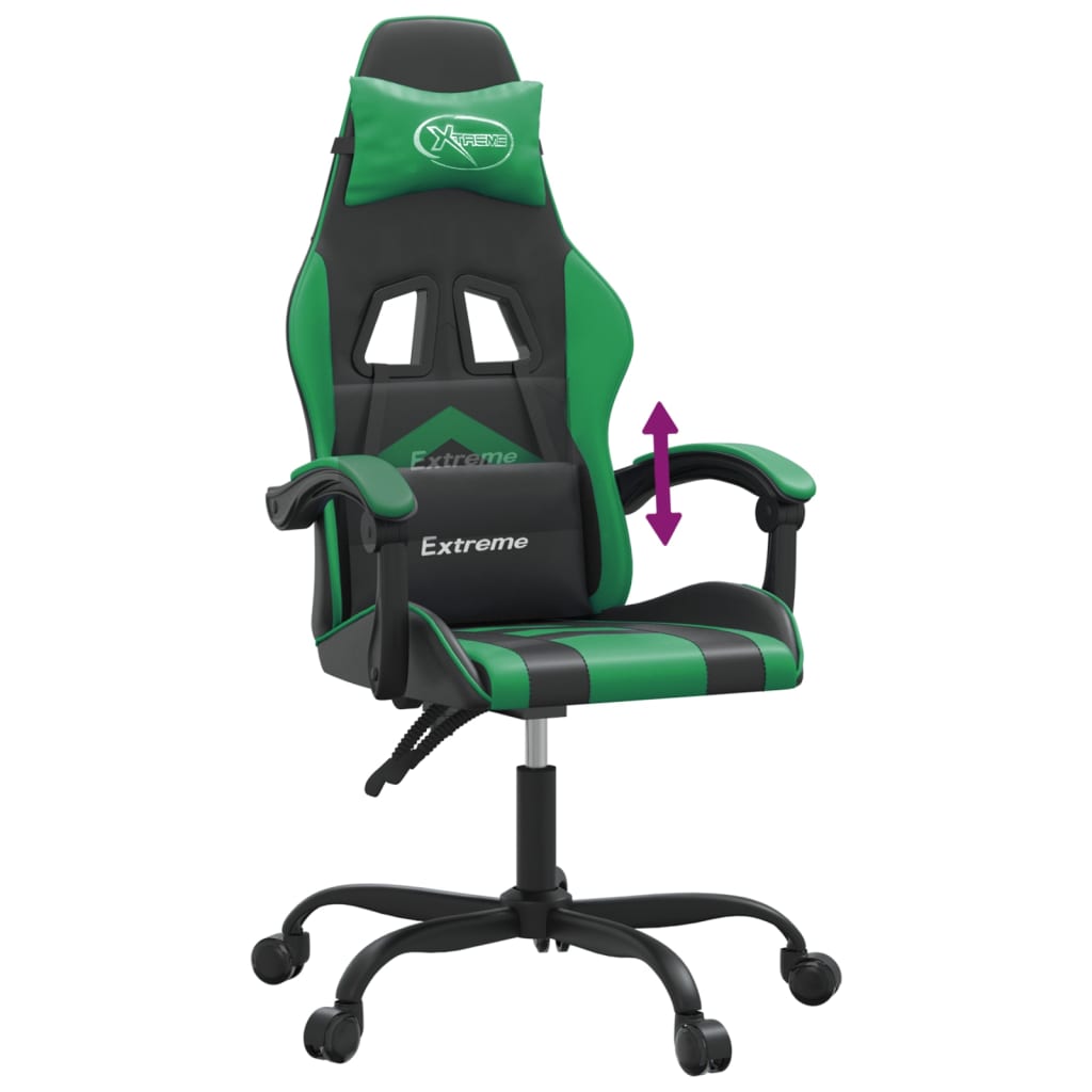 gamingstol kunstlæder sort og grøn