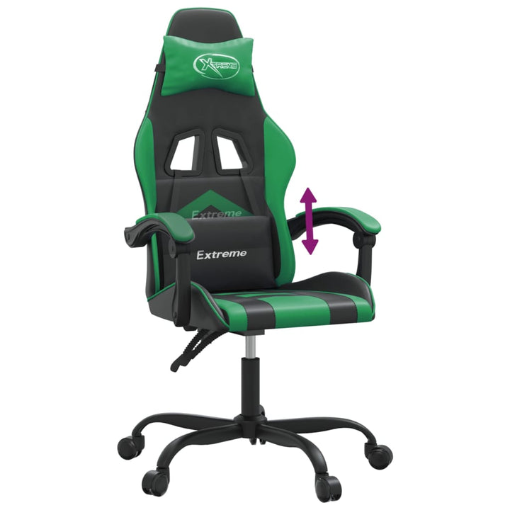 gamingstol kunstlæder sort og grøn
