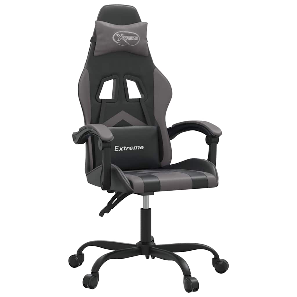 gamingstol kunstlæder sort og grå
