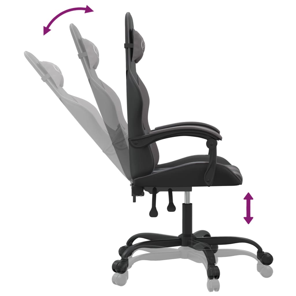 gamingstol kunstlæder sort og grå