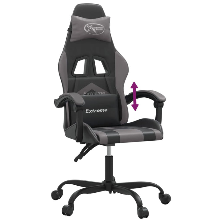 gamingstol kunstlæder sort og grå