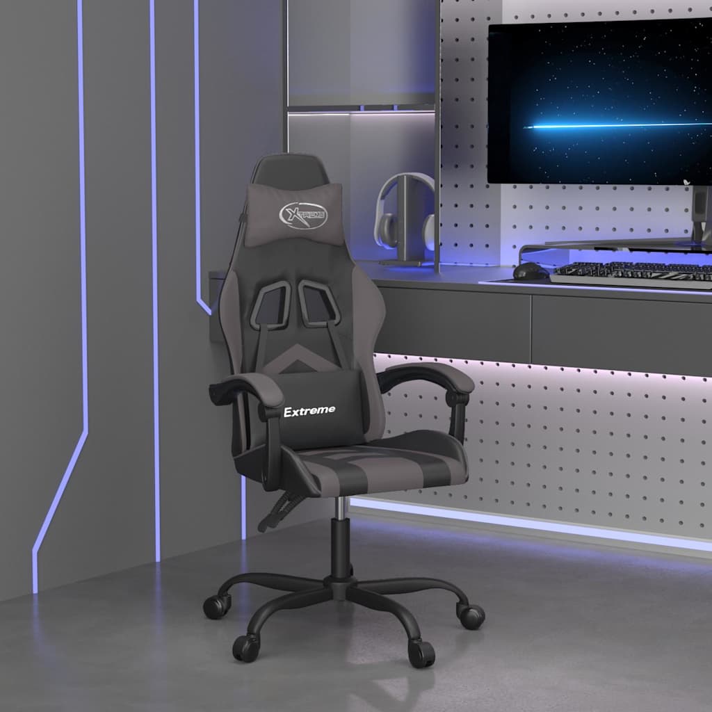 gamingstol kunstlæder sort og grå