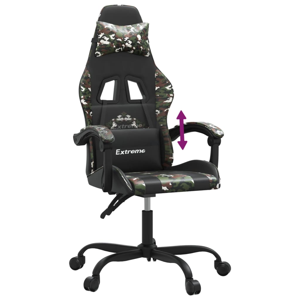 gamingstol kunstlæder sort og camouflage