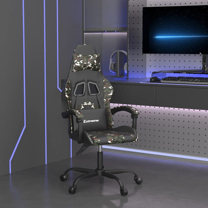 gamingstol kunstlæder sort og camouflage