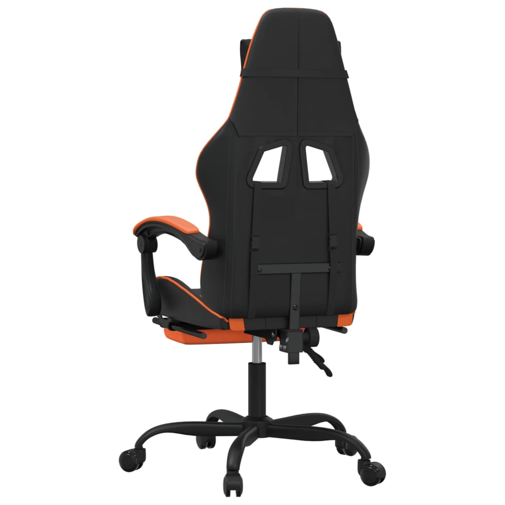 gamingstol med fodstøtte kunstlæder sort og orange