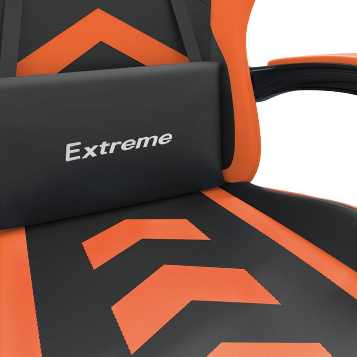 gamingstol med fodstøtte kunstlæder sort og orange