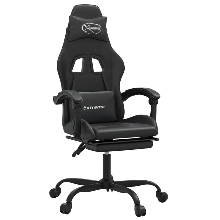 gamingstol med fodstøtte kunstlæder sort
