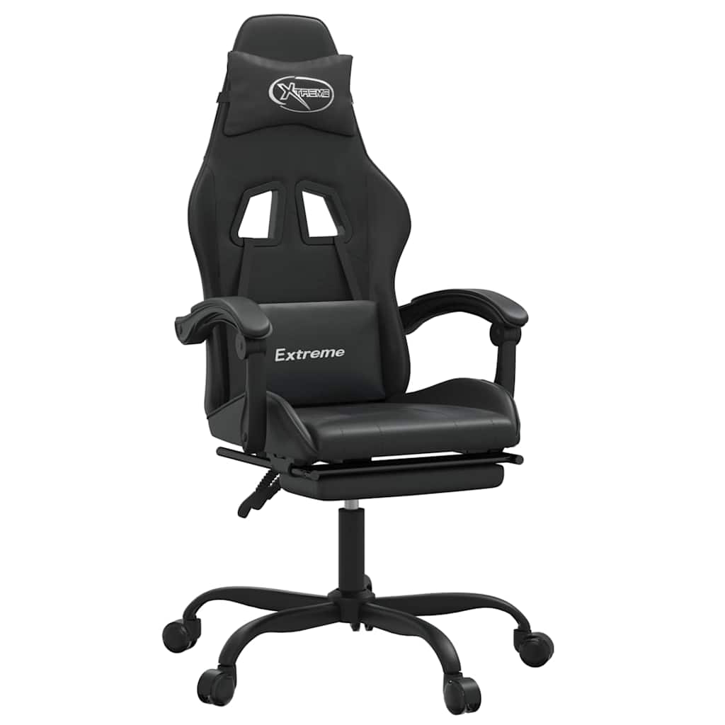 gamingstol med fodstøtte kunstlæder sort