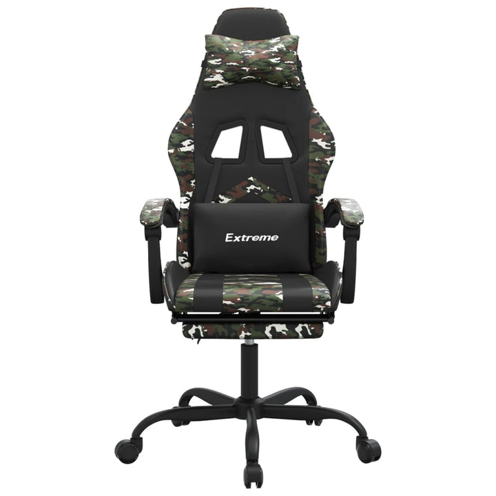 gamingstol med fodstøtte kunstlæder sort og camouflage