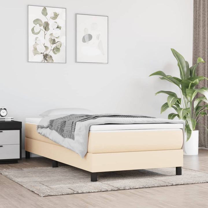 Boxspring sengeramme 90x190 cm stof cremefarvet