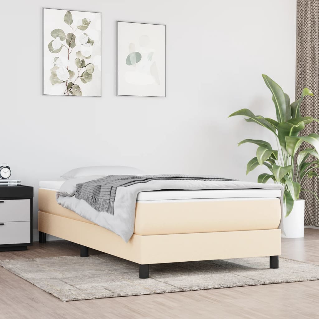 Boxspring sengeramme 90x200 cm stof cremefarvet