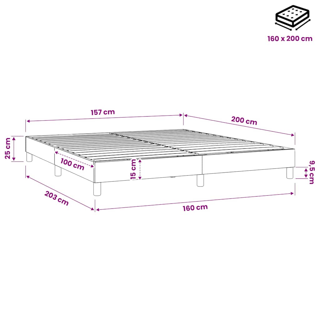 Boxspring sengeramme 160x200 cm stof lysegrå