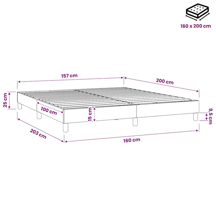 Boxspring sengeramme 160x200 cm stof lysegrå