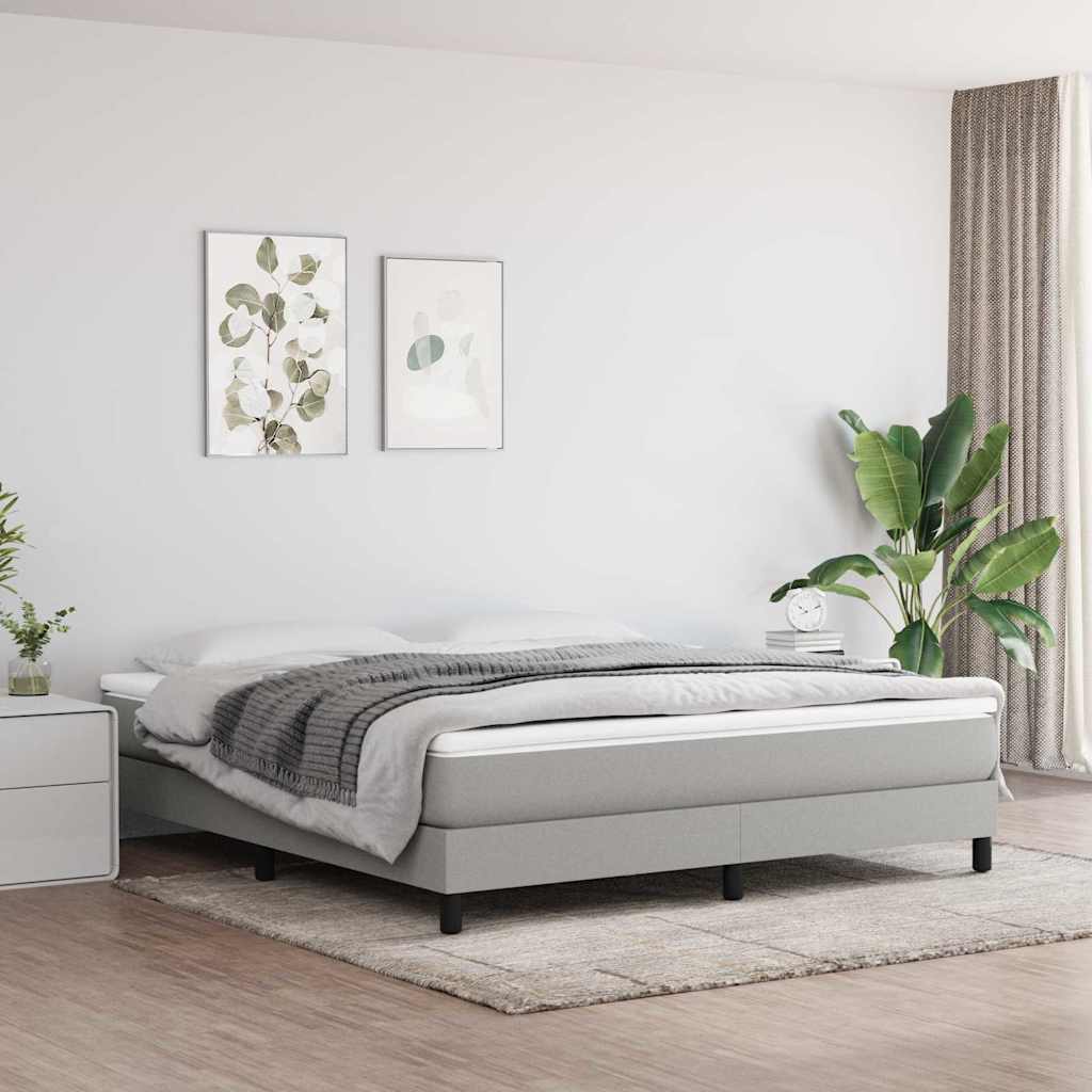 Boxspring sengeramme 160x200 cm stof lysegrå