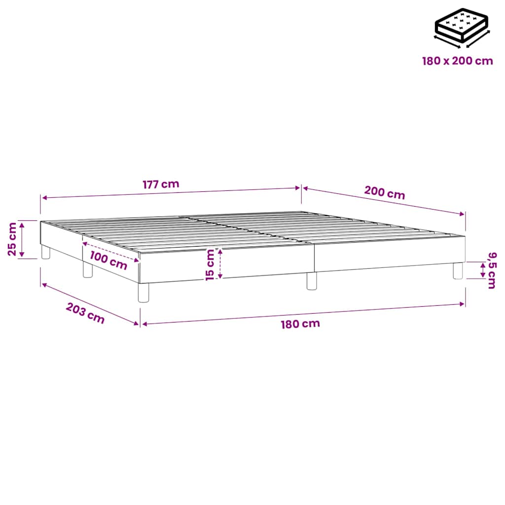 Boxspring sengeramme 180x200 cm stof cremefarvet